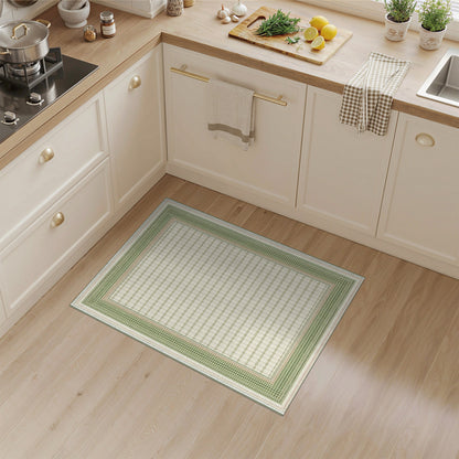 Green Geometric Lattice Border Area Rug