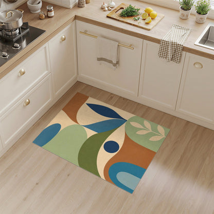 Beige Abstract Area Rug with Organic Shapes