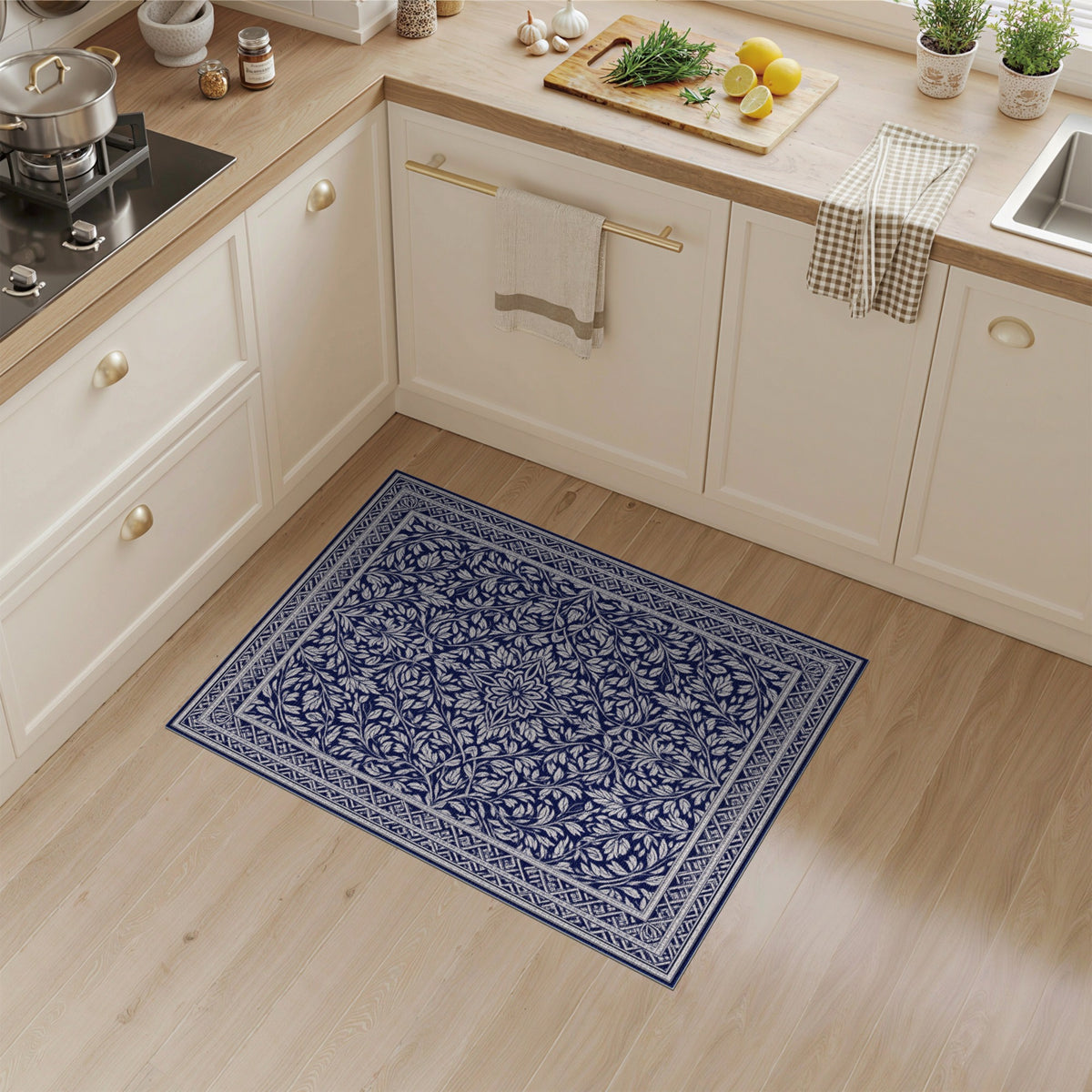 Navy Blue Floral Vintage No. 12 Area Rug