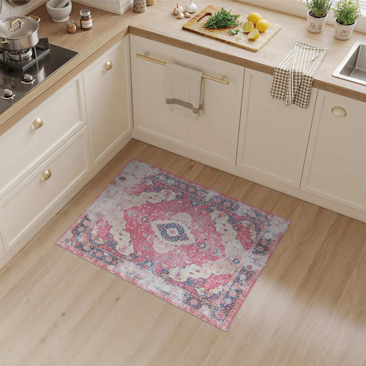 Medallion Distressed Vintage Pink Distressed Vintage Medallion Area Rug