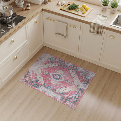 Medallion Distressed Vintage Pink Distressed Vintage Medallion Area Rug