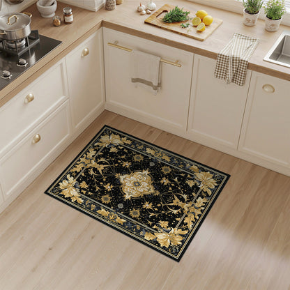Gold and Silver Gold Floral Medallion Area Rug