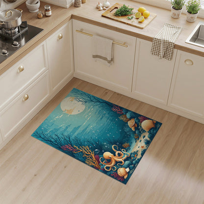 Underwater Octopus Coastal Area Rug