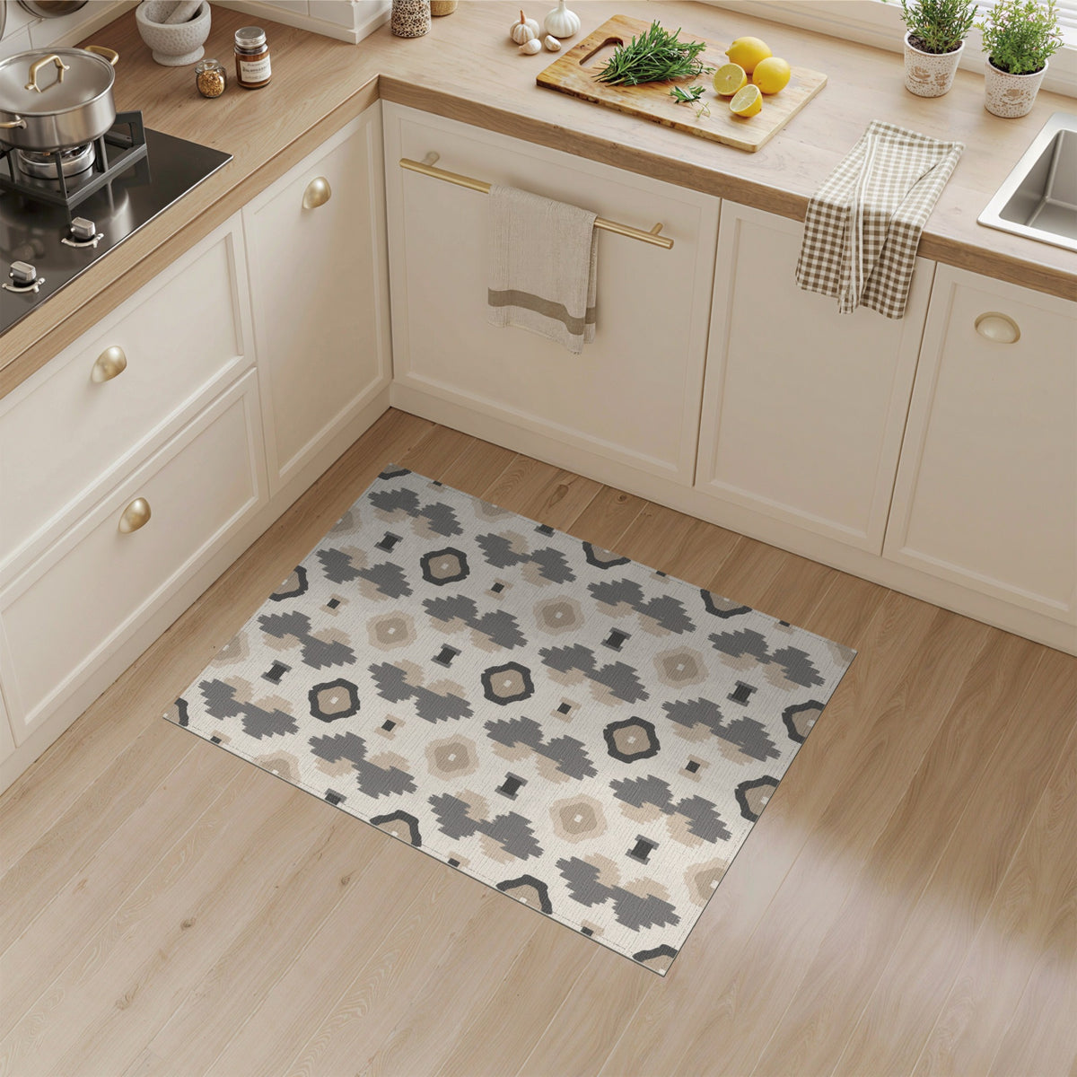 Geometric Modern Beige and Neutral Beige Geometric Neutral Area Rug