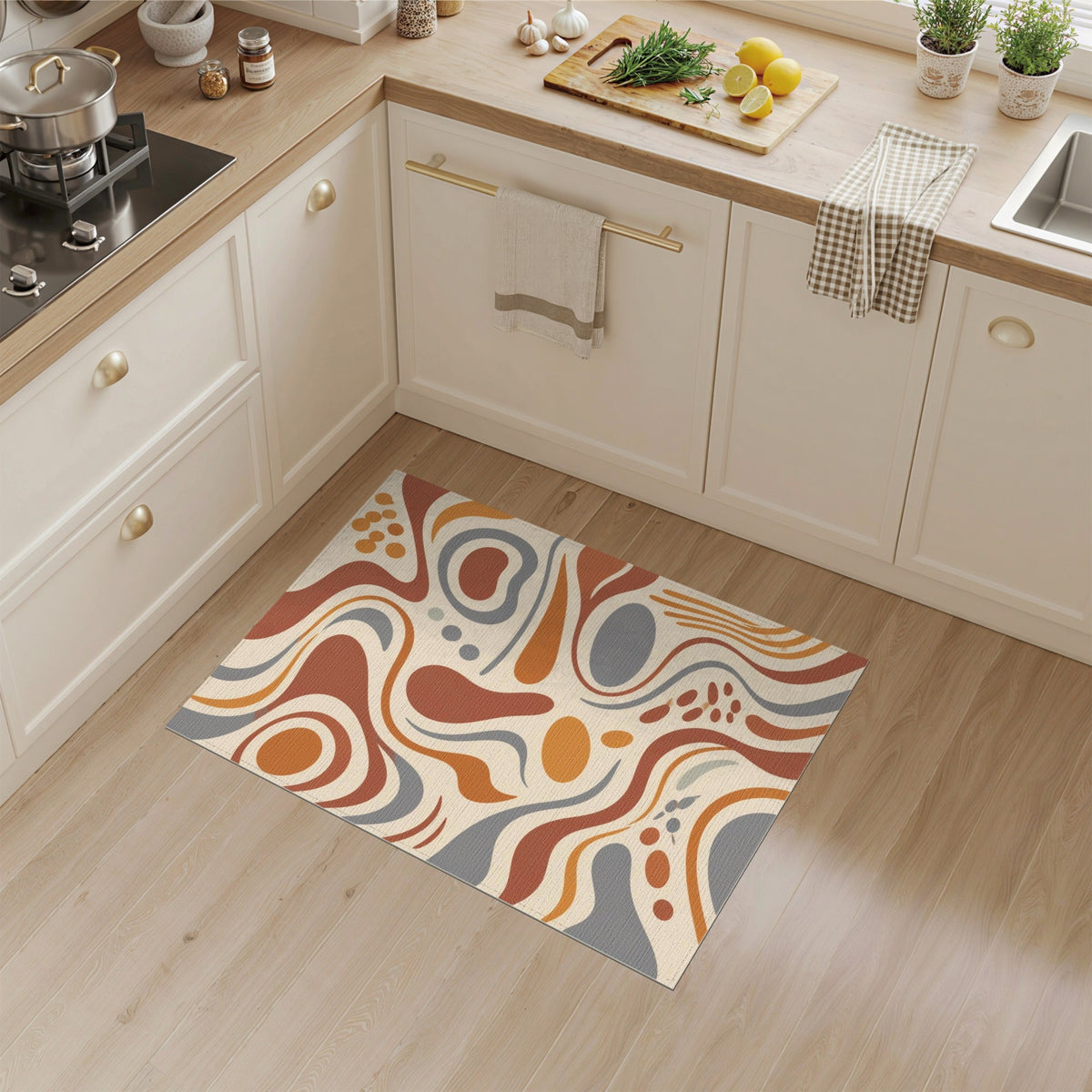 Brown and Tan Earthy Abstract Swirl Area Rug