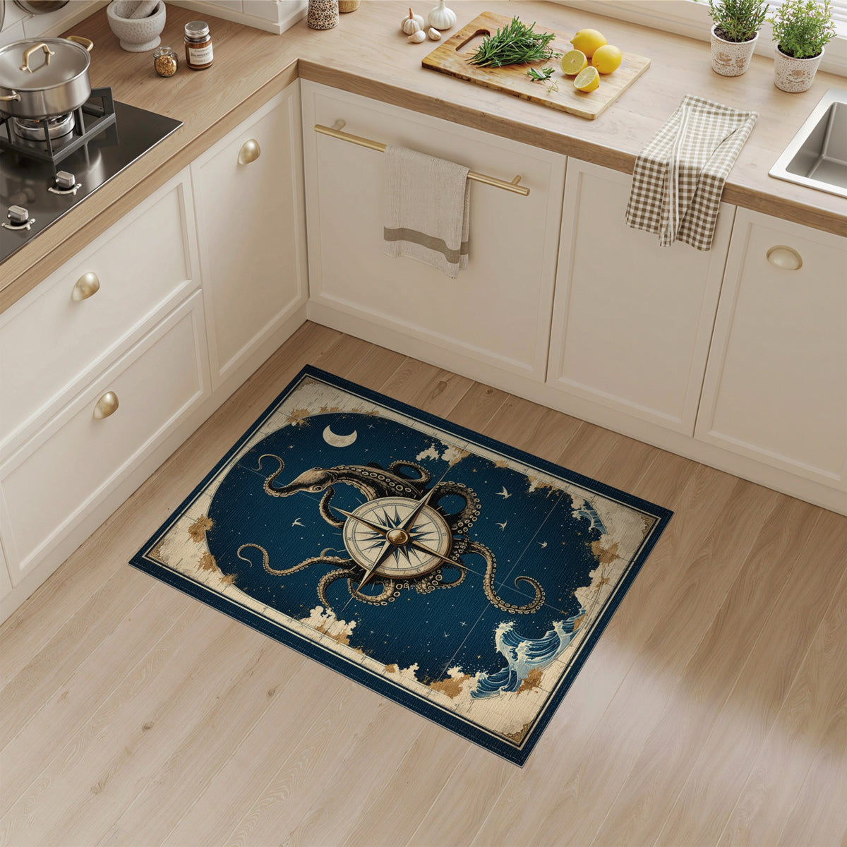 Octopus Compass Vintage Area Rug