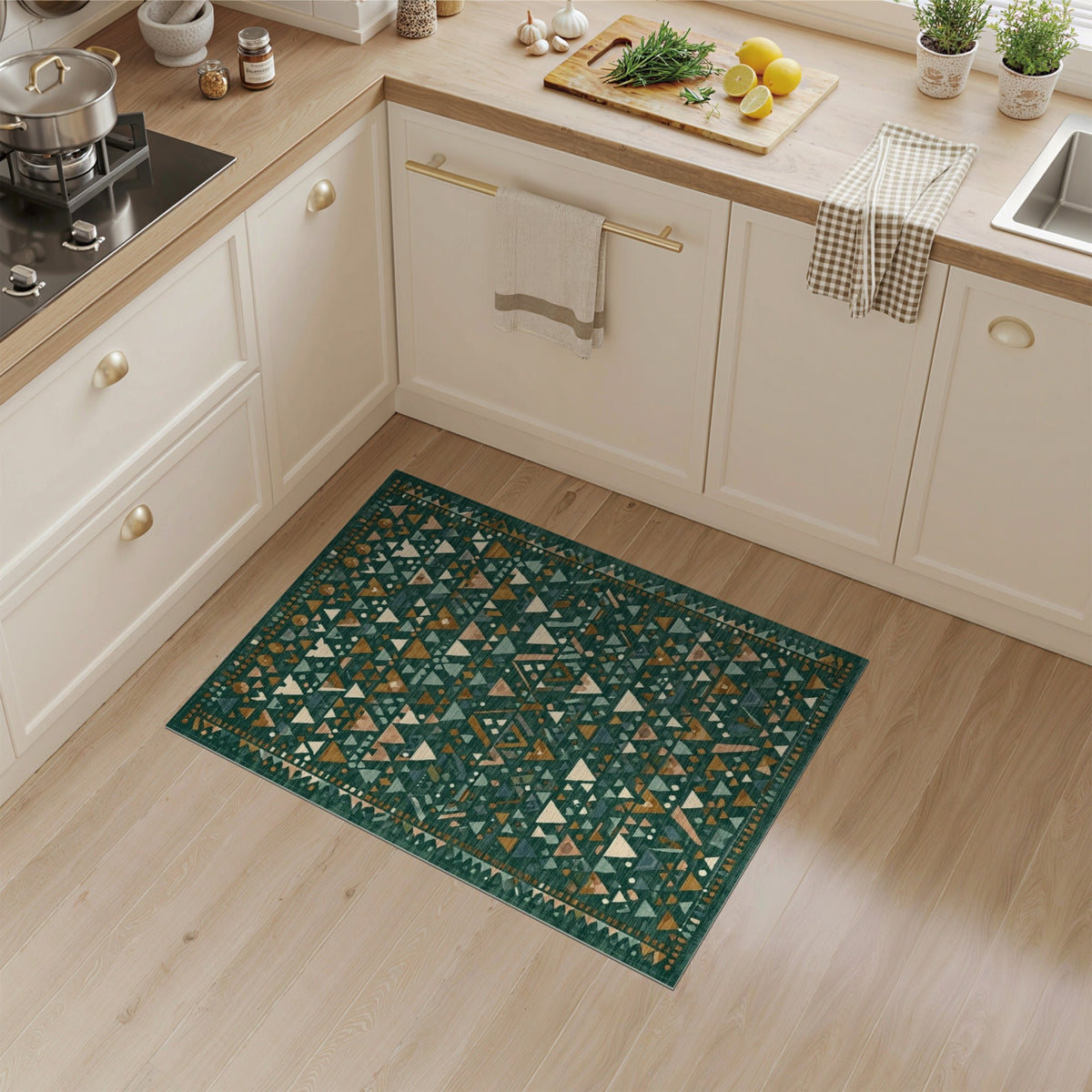 Green Heritage Tribal Green Heritage Tribal Geometric Area Rug