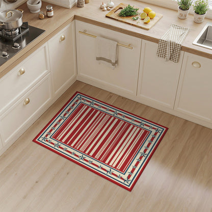 Rustic Farmhouse Patriotic Stars and Stripes Area Rug