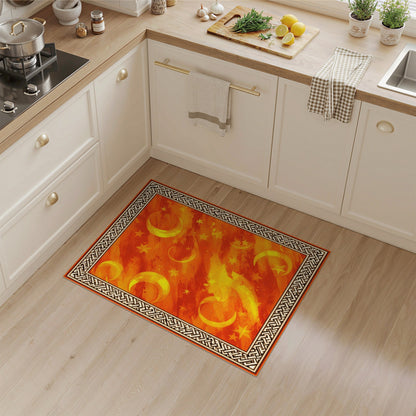 Orange Celestial Moons Area Rug