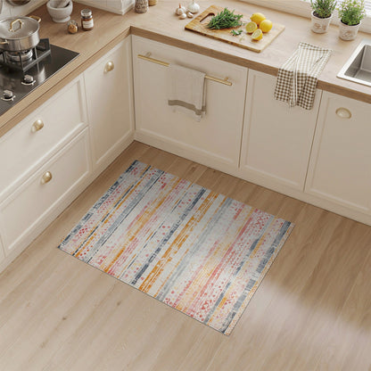 Multi-Color Distressed Striped Area Rug