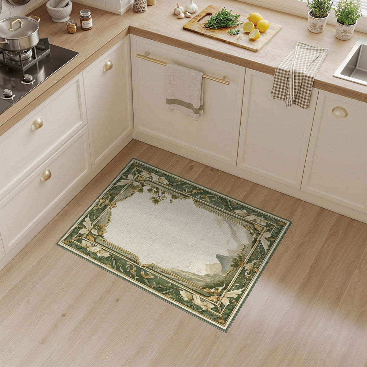Green Floral Vintage Mountain Rug