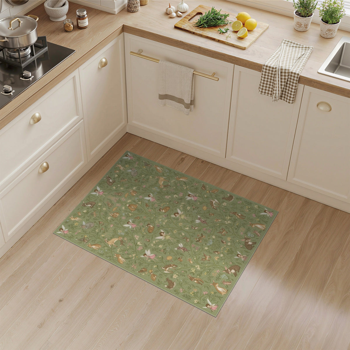 Green Fairy Forest Kids Washable Area Rug