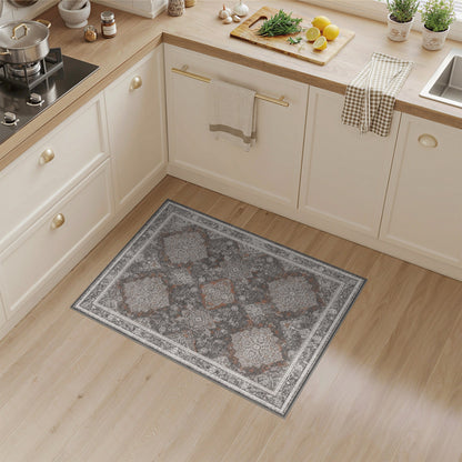 Grey Distressed Vintage Medallion Distressed Vintage Area Rug