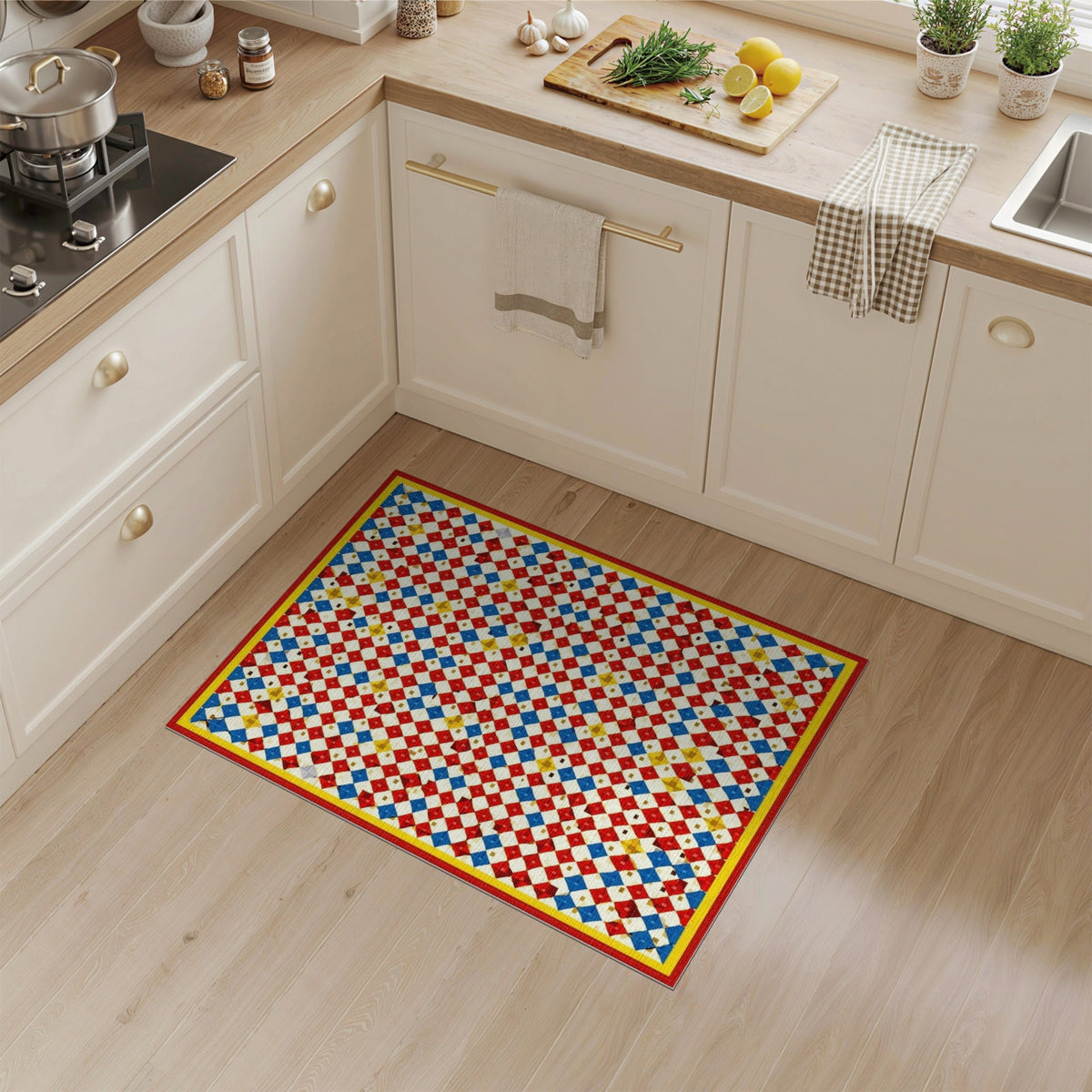 Vibrant Multi-Color Diamond Geometric Area Rug