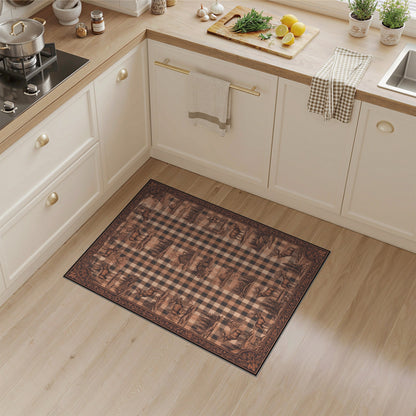 Rustic Moose Checkered Area Rug