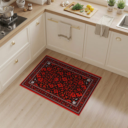 Red Floral Vintage Area Rug