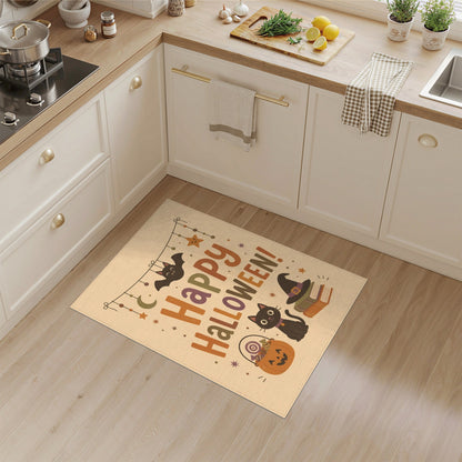 Multi-color and Patterns Happy Halloween Black Cat Kids Area Rug