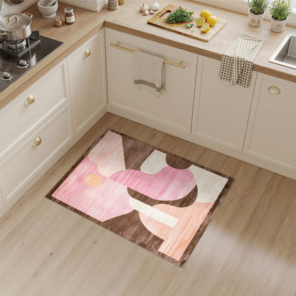 Blush Pink Abstract Area Rug