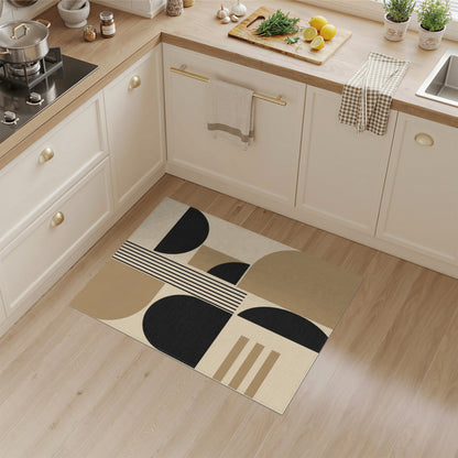 Brown and Tan Black and Brown Geometric Area Rug