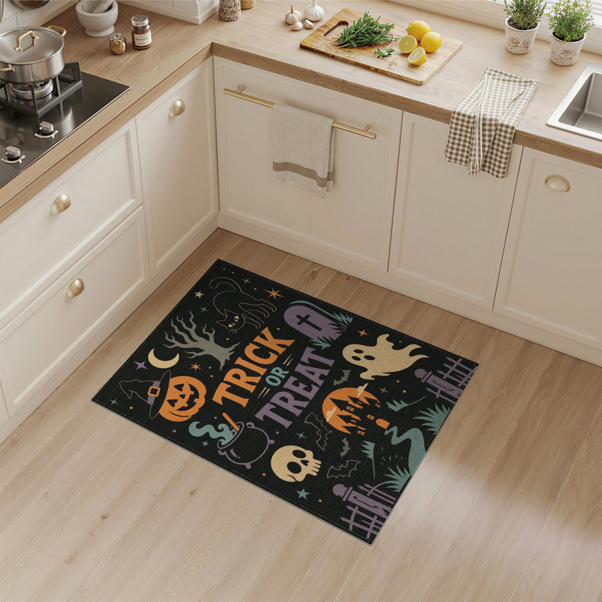 Multi-color and Patterns Trick or Treat Halloween Area Rug