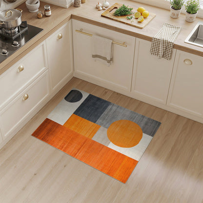 Geometric Modern Orange Geometric Circle Area Rug