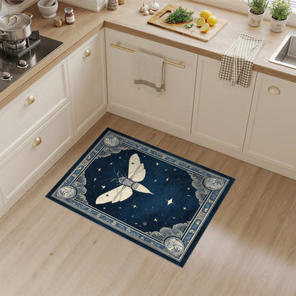 Celestial Moth Blue Area Rug