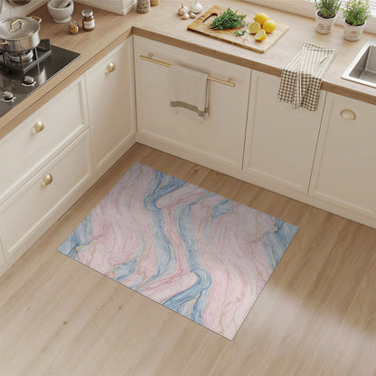 Pink Abstract Area Pink Blue Marble Swirl Area Rug