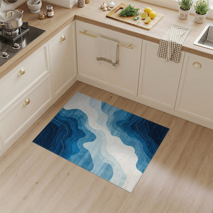 Blue Wave Abstract Area Rug