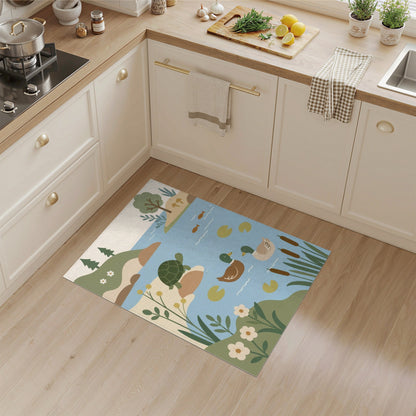 Duck Turtle Pond Kids Area Rug