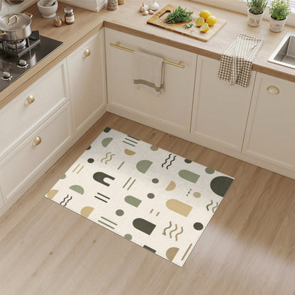 Beige and Neutral Beige Abstract Arch Area Rug
