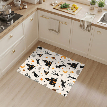 Multi-color and Patterns Spooky Black Cat Halloween Area Rug