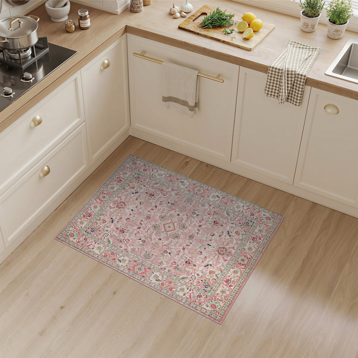 Blush Pink Floral Vintage No. 100 Area Rug