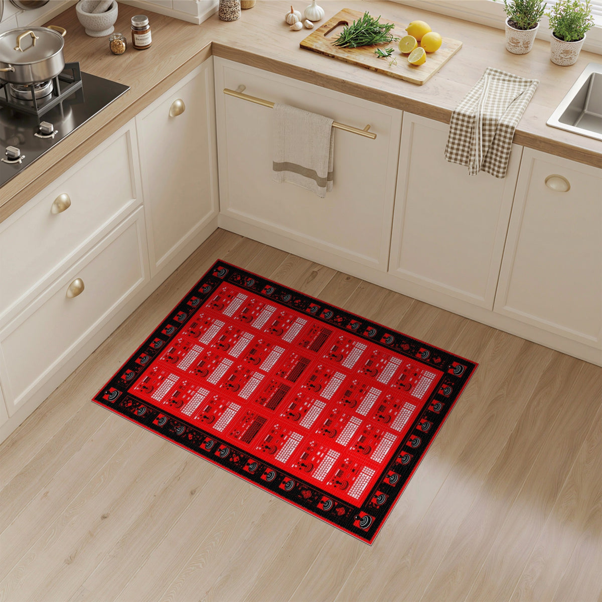 Red Retro Arcade Joystick Area Rug