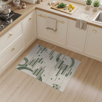 Green Geometric Abstract Area Rug