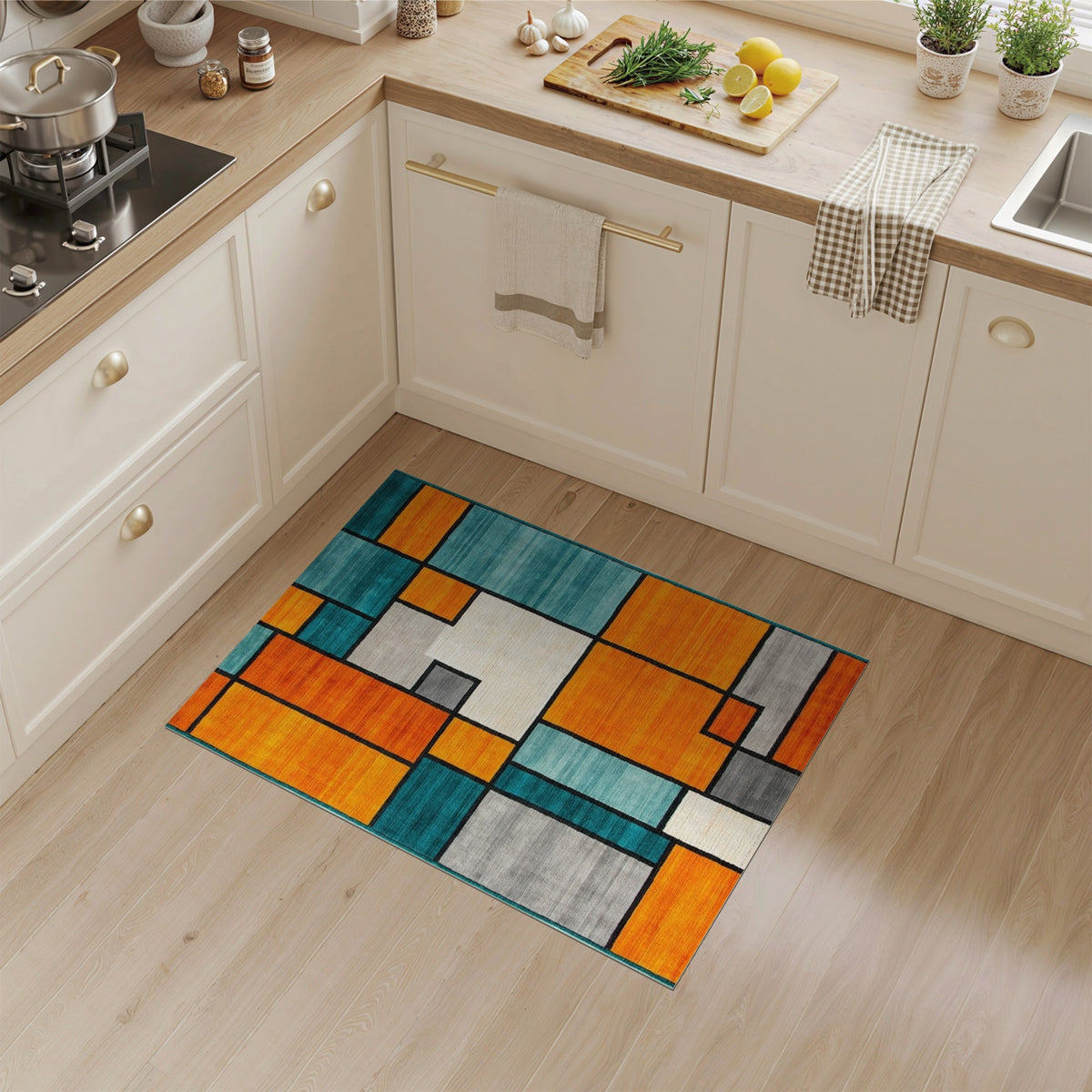 Bold Geometric Multi-Color Area Rug