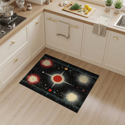 Cosmic Red Burst Washable Area Rug