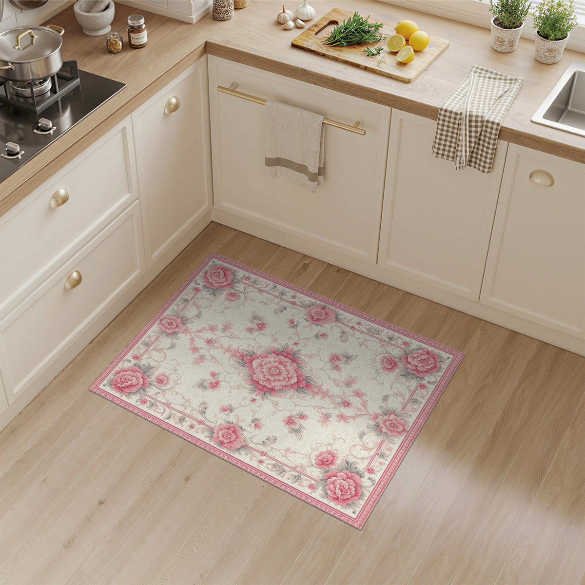 Pink Peony Floral Vintage No. 7 Area Rug