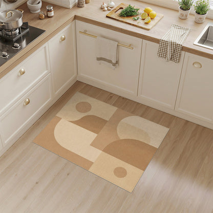 Abstract Geometric Brown Tan Brown and Tan Area Rug