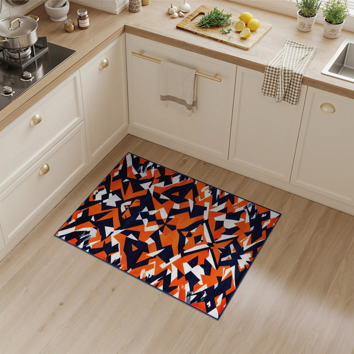 Geometric Modern Multi-color and Patterns Bold Orange Geometric Area Rug