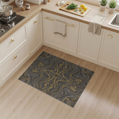 Gold Swirl Abstract Gold and Silver Area Rug