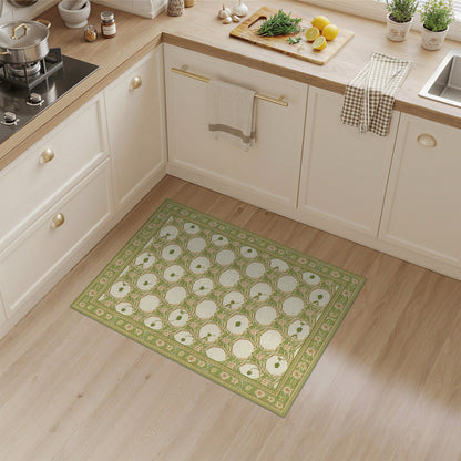 Green Floral Vintage Area Rug
