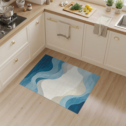 Blue Wave Abstract Area Rug