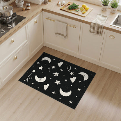Celestial Moon Stars Kids Washable Area Rug