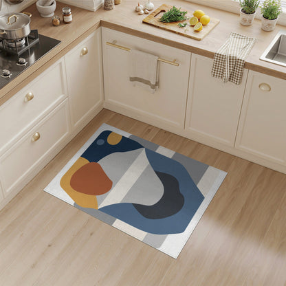 Abstract Multi-Color Blue and Brown Area Rug