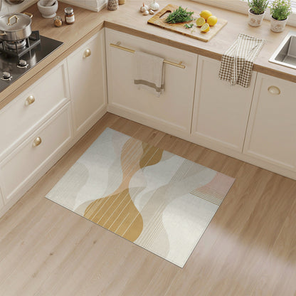 Beige Abstract Wave Area Rug