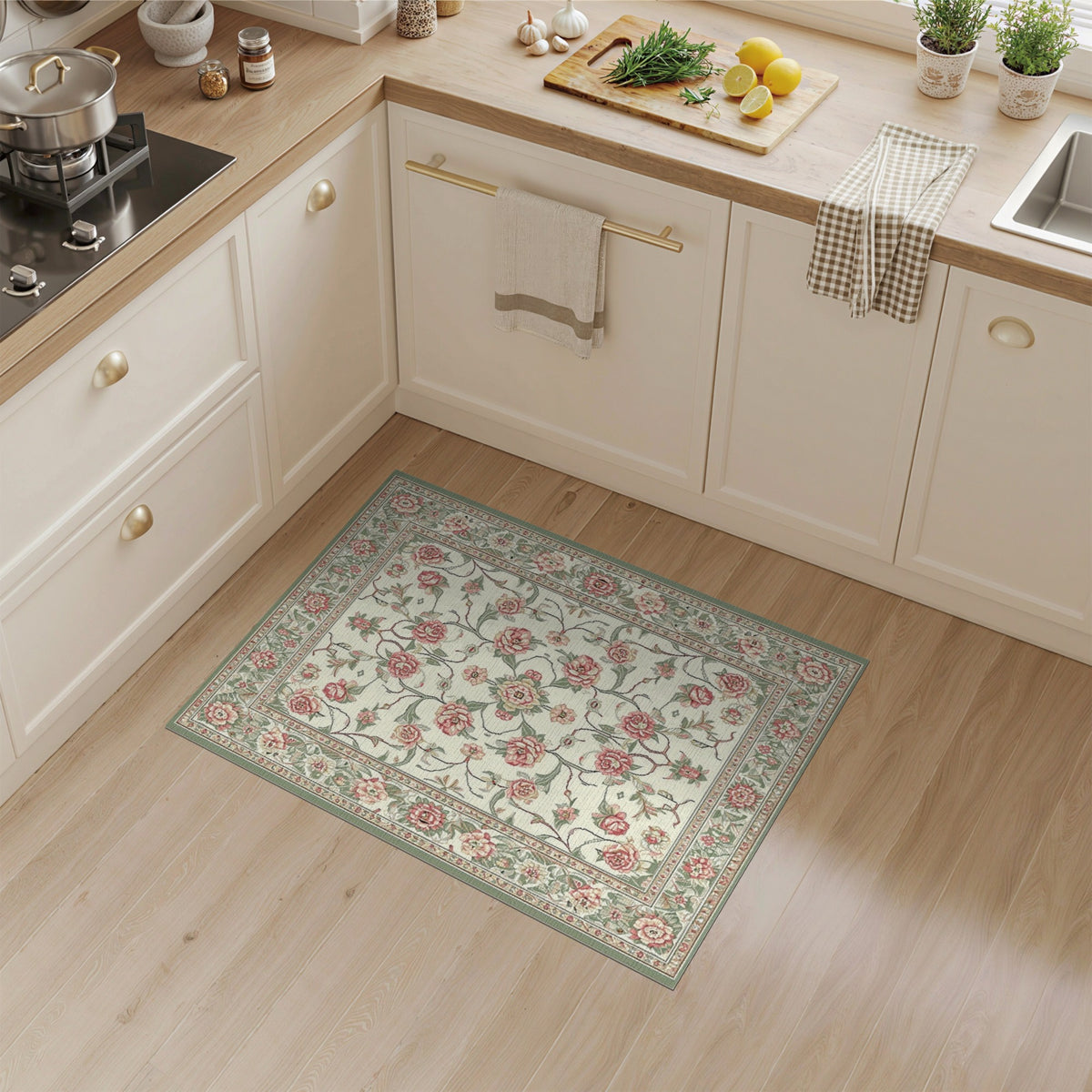 Pink Rose Floral Vintage No. 34 Area Rug