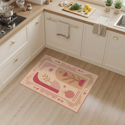 Pink Geometric Floral Geometric Modern Area Rug