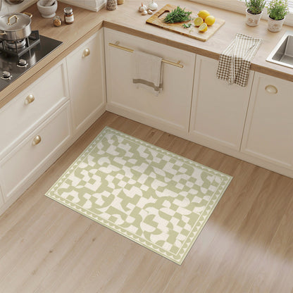 Sage Green Geometric Scalloped Area Rug