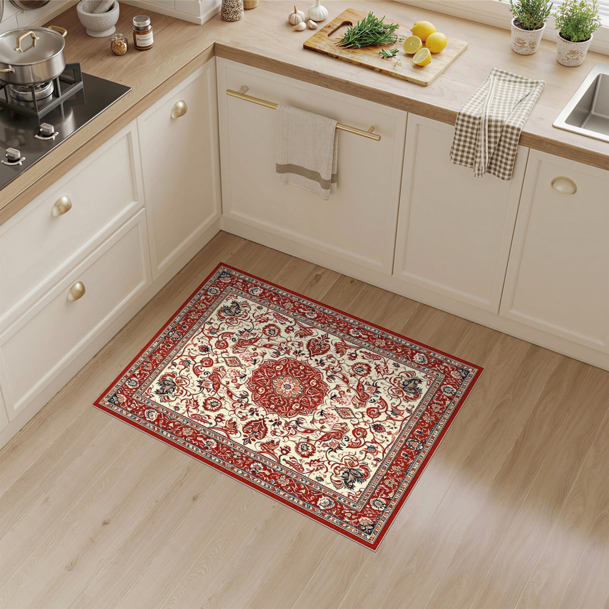 Red Persian Floral Medallion No. 16 Area Rug