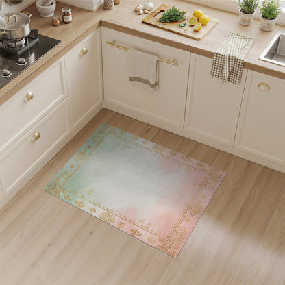 Pastel Gradient Tribal Border Rug